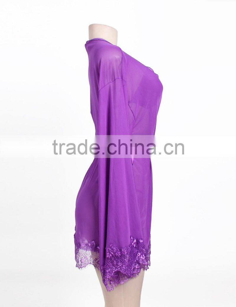 High quality romantic sexy eyelash lace robe