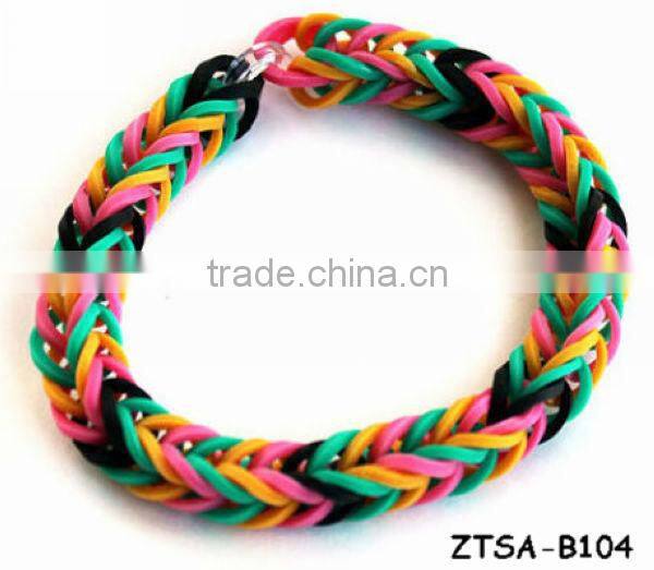 Colorful Braid Loom Rubber Charm Bracelet ZTSA-B113