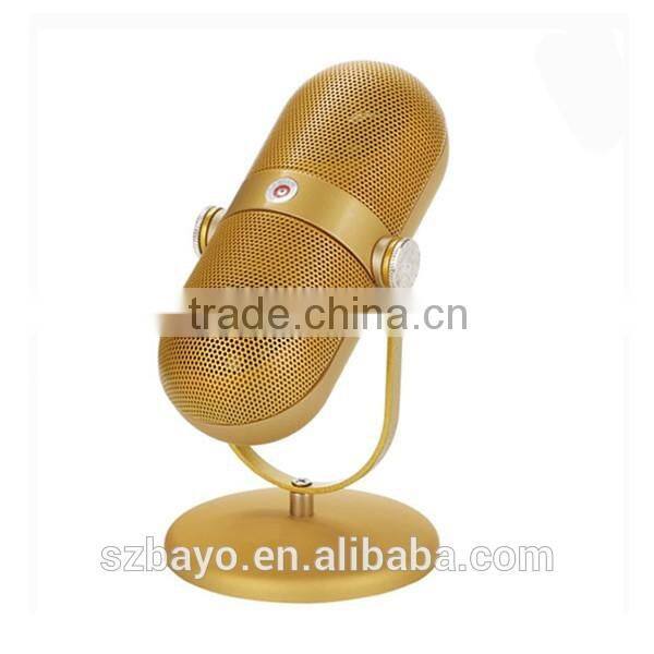 Metal Stand Mic microphone shape Wireless Stereo Bluetooth Capsule Speaker Mini Pill Bluetooth Speaker