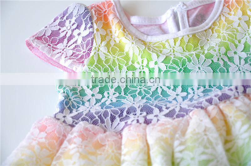 New arrival lace cotton dress colorful girls dress