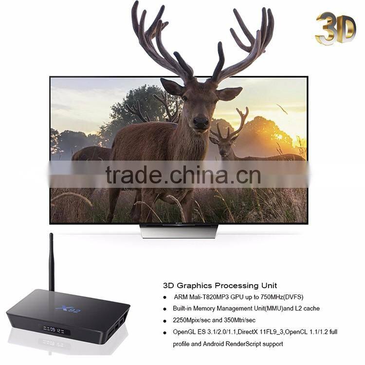 X92 octa-core T820MP3 GPU 5ghz wifi bt4.0 hdmi2.0 tv box