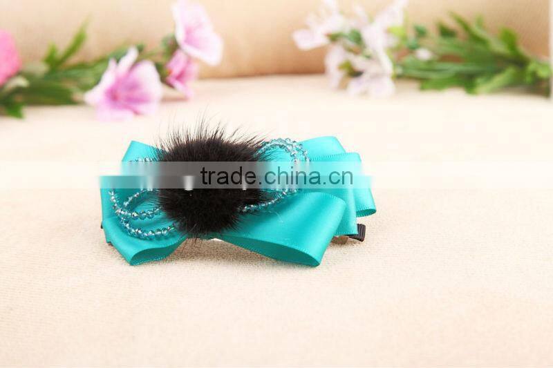 Luxury mink fur hair bow hair accessories for women, girls hair accessories