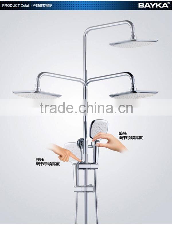 luxury double handle 8 inch rainfall shower head thermostatic bath shower faucet set