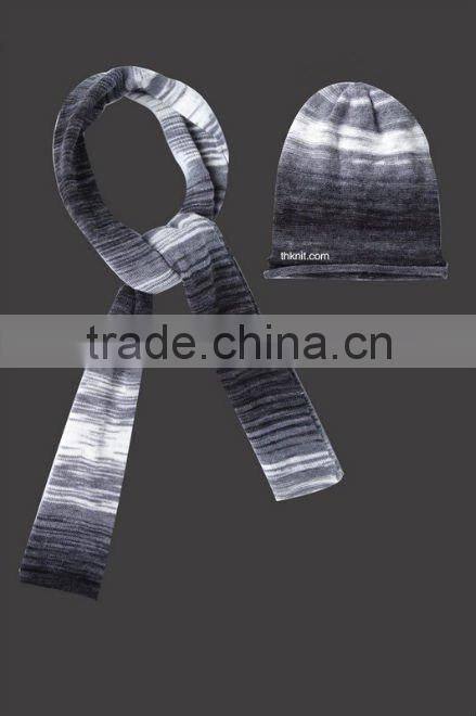 winter fashion jacquard knitting beanie and glove set