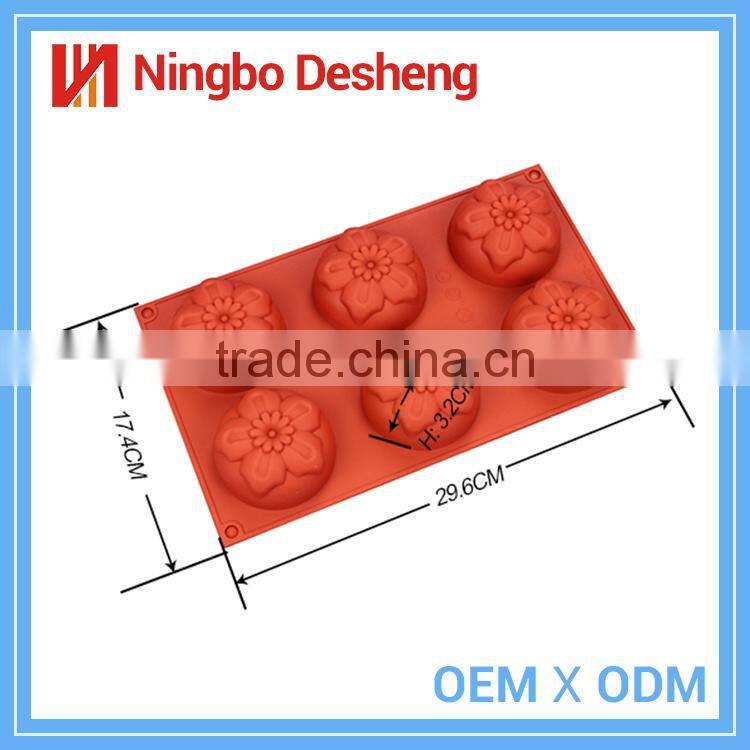 Flower Shape 6 Cans Food-Grade Flower Silicone Candle Molds