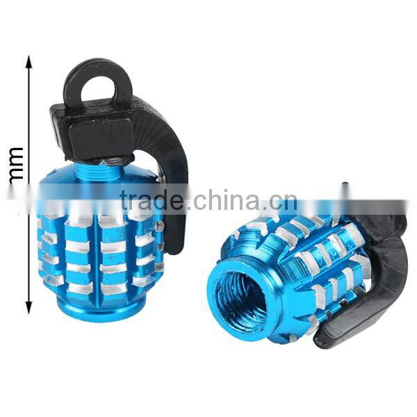 2PCS Grenade Car&Motorcycle Tyre Tire Air Valve Cap universal -Blue cool new