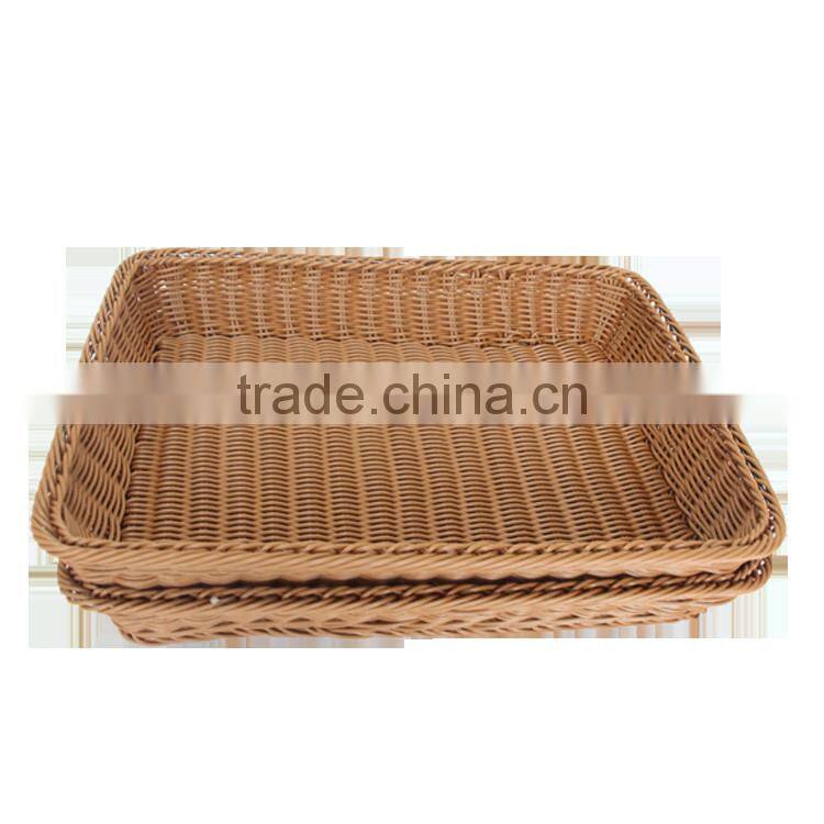 Handcraft PE rattan fruit vegetables basket double for supermarket display