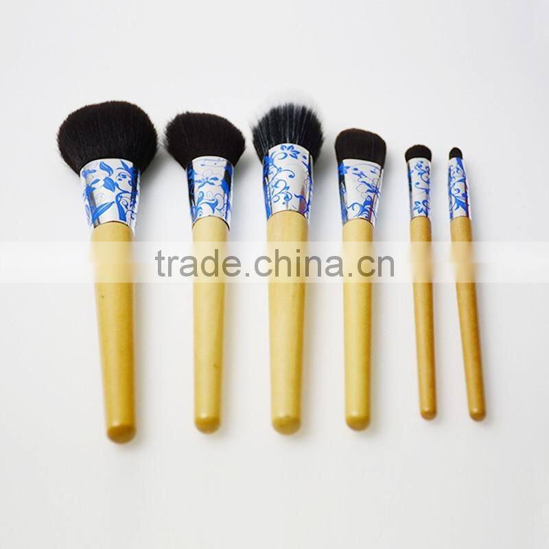 2016 customized logo makeup brushes with wooden handle