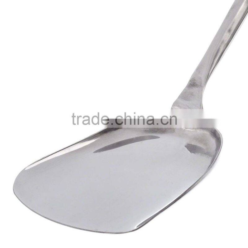 Stainless steel turner with wooden handle