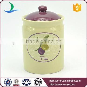 Green decal ceramic food storage jars wholesale