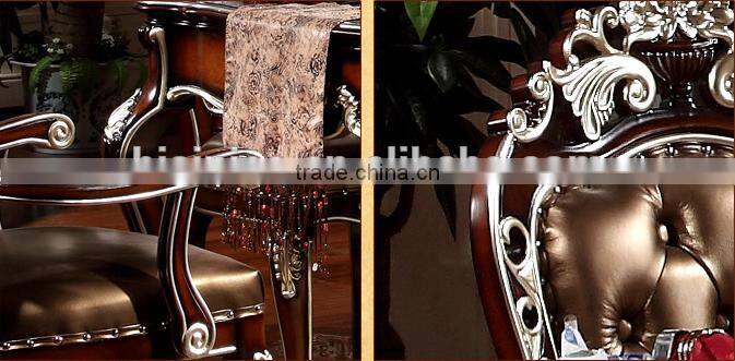 Luxury American Style Dining Room Furniture, Palace Royal Wooden Dining Table For 6 People and Chairs (BF01-ML018)