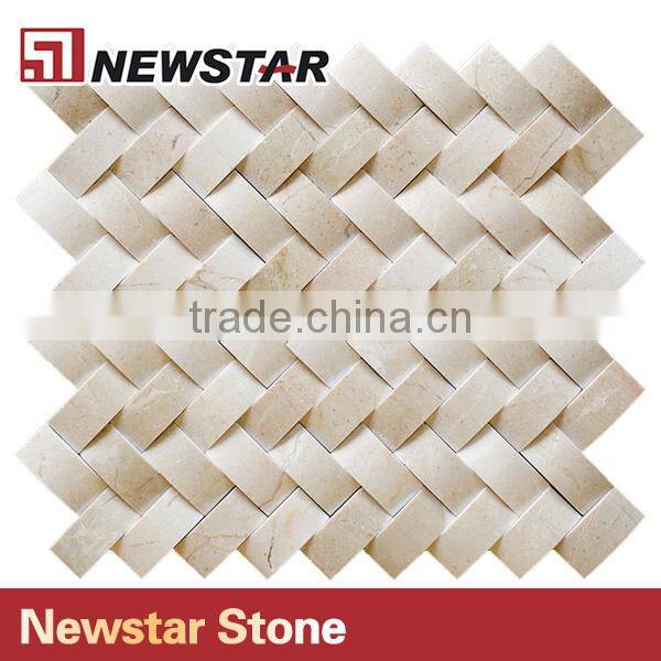 Newstar Herringbone 3d Cambered Crema Marfil Polished Tile Mosaic