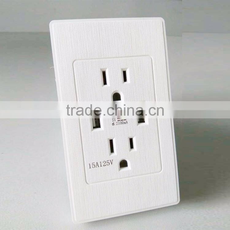 High-End 4.2A USB Receptacle, Four 2.4A USB Charging Outlets 4.2AMP/21W Total with Wall Plate