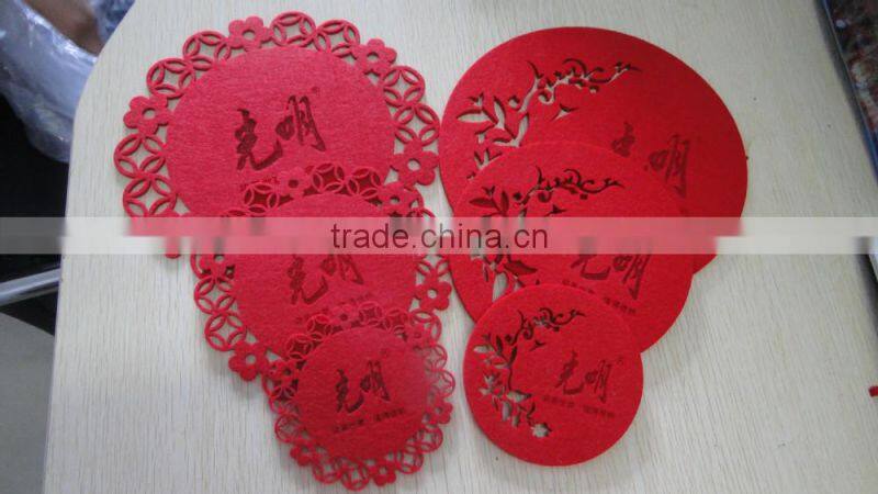 cheap price 3mm thickness laser cut cup felt coaster for restaurant