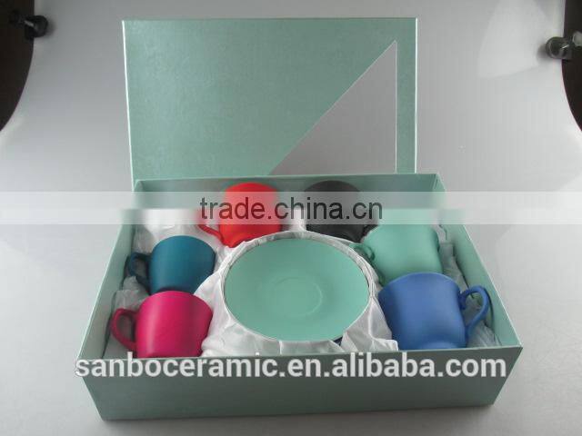Colorful Fancy Ceramic Large Cups and Saucer for coffee