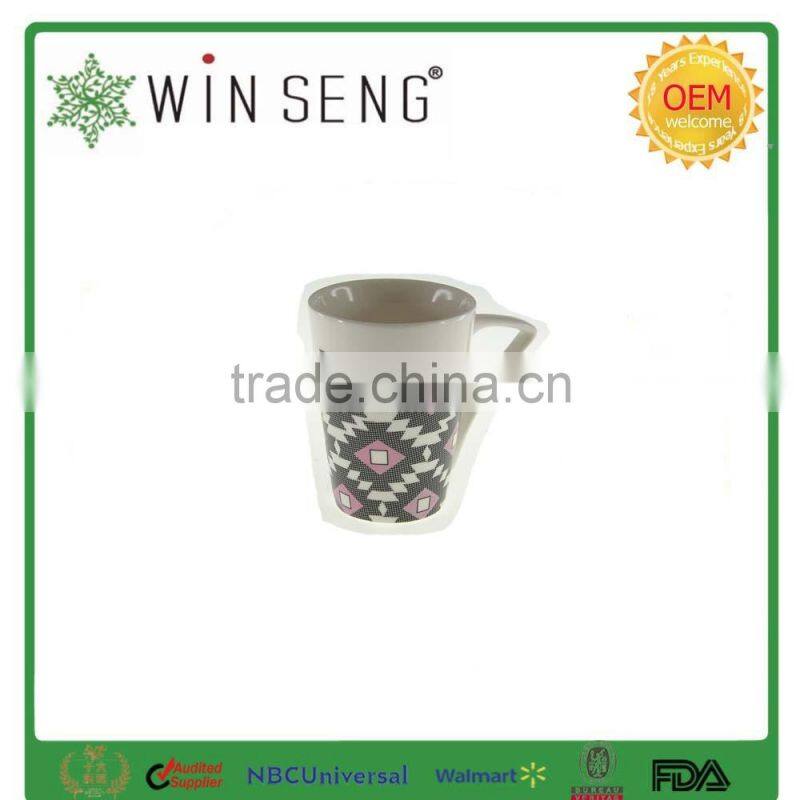 Tall porcelain coffee tea cup with ring