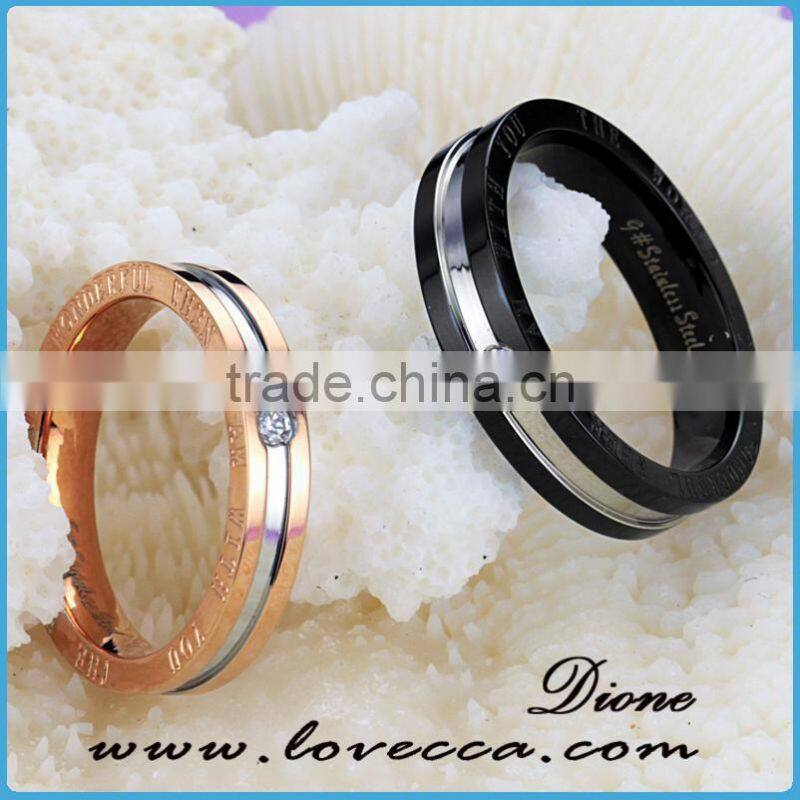 Custom couples wedding ring stainless steel jewelry with rose gold plating