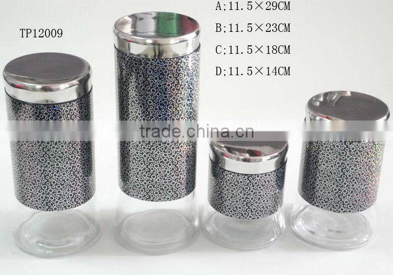cylinder stainless steel coating wholesale glass chocolate tea coffee jars