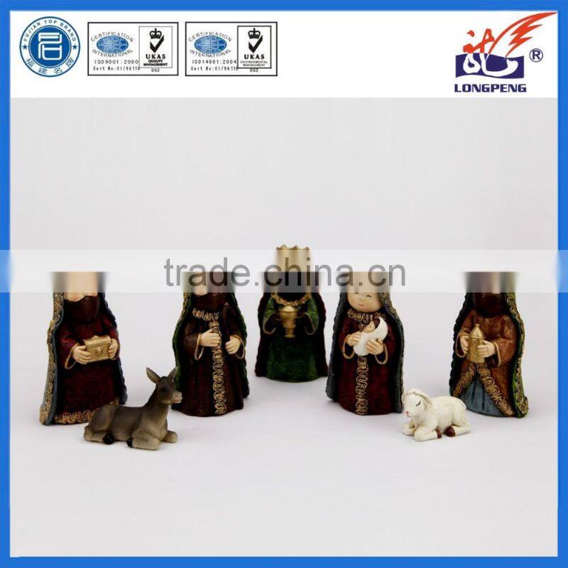 Factory OEM Design Resin Cartoon styled Child's Nativity w/ 3 Wisemen and Animal