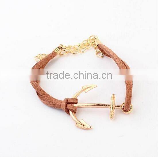 bracelet women 2017 leather bracelet anchor bracelet