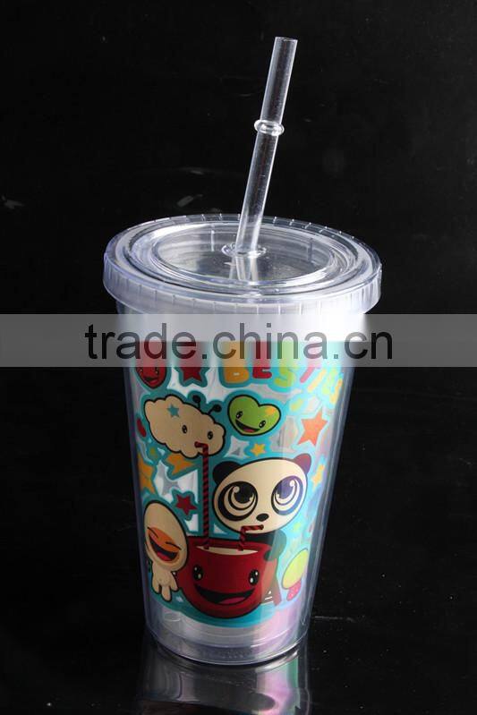 Double wall coffee Tumbler PS plastic mug