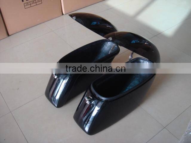 Glossy painting finish customized fiberglass side box for motorcycle, hand lay, carpet inside