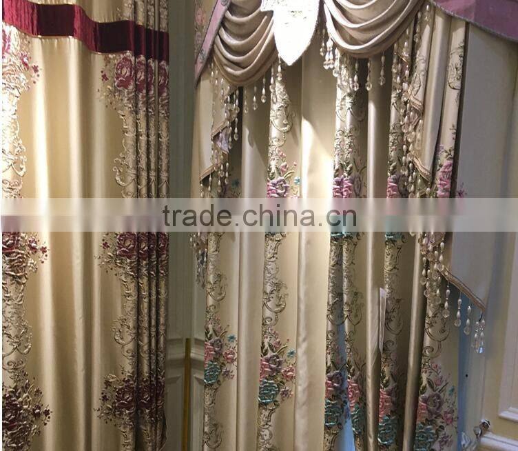 M-865 Luxury European style living room bedroom beige curtains shade American luxury jacquard curtains