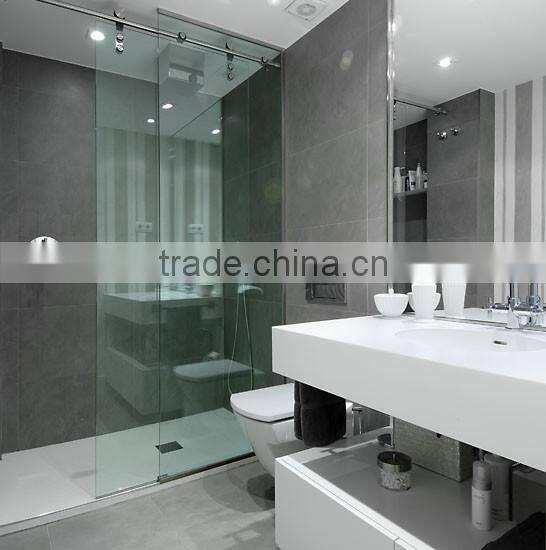 Stainless Steel Interior Frosted Glass Bathroom Door Tempered Glass Partition Sliding Door
