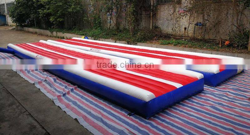 High quality lovely pink color inflatable gym mat with mini swimming pool inflatable air track for gym