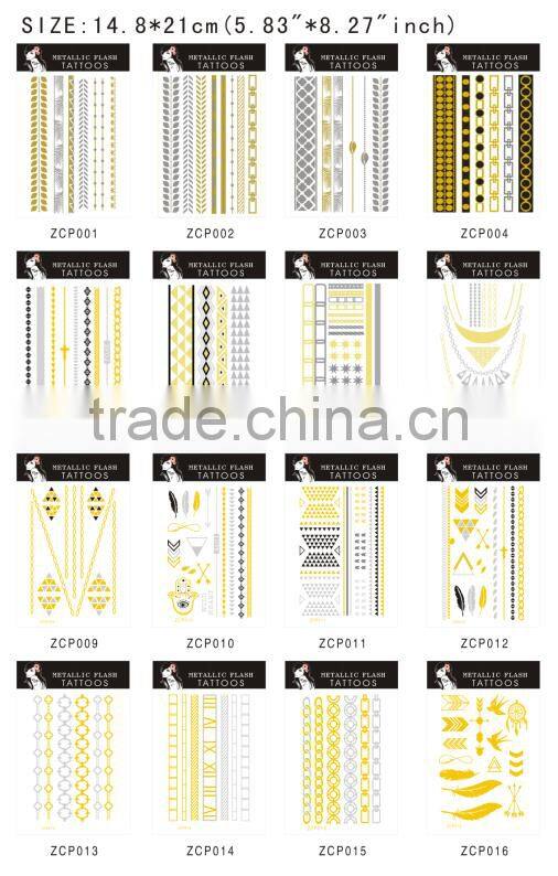 T003-001 Cheap Flash Tattoo Supply Metallic Removal Temporary Tattoo Stencil