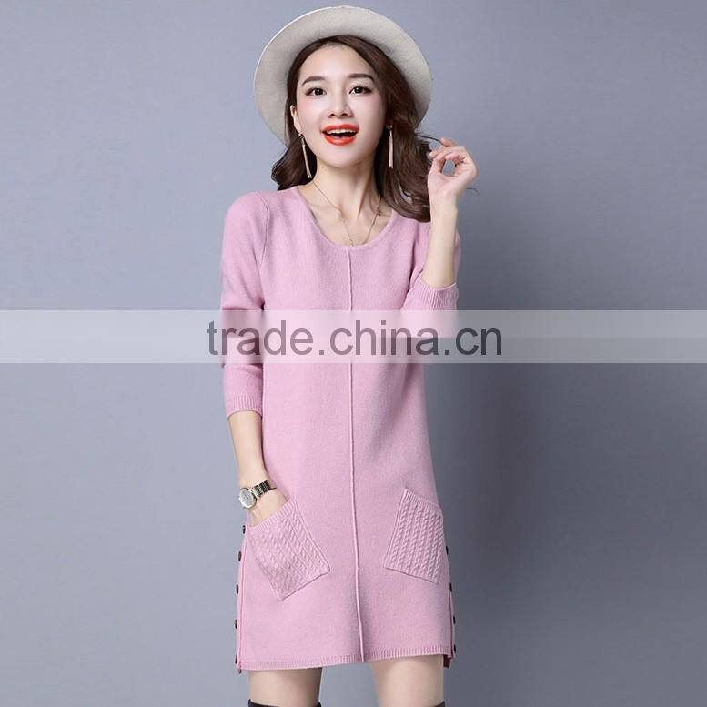 Ladies fashion clothing designs knit dresses wholesale pullover sweater dress for women