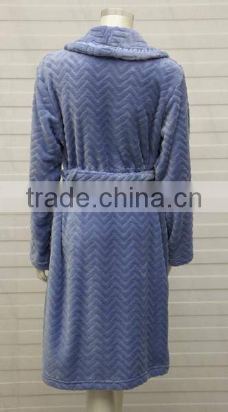 Women Jacquare Coral Fleece Ladies Long Bathrobes