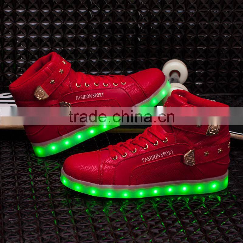 2016 summer new design wholesale PU leather women high heel led shoes