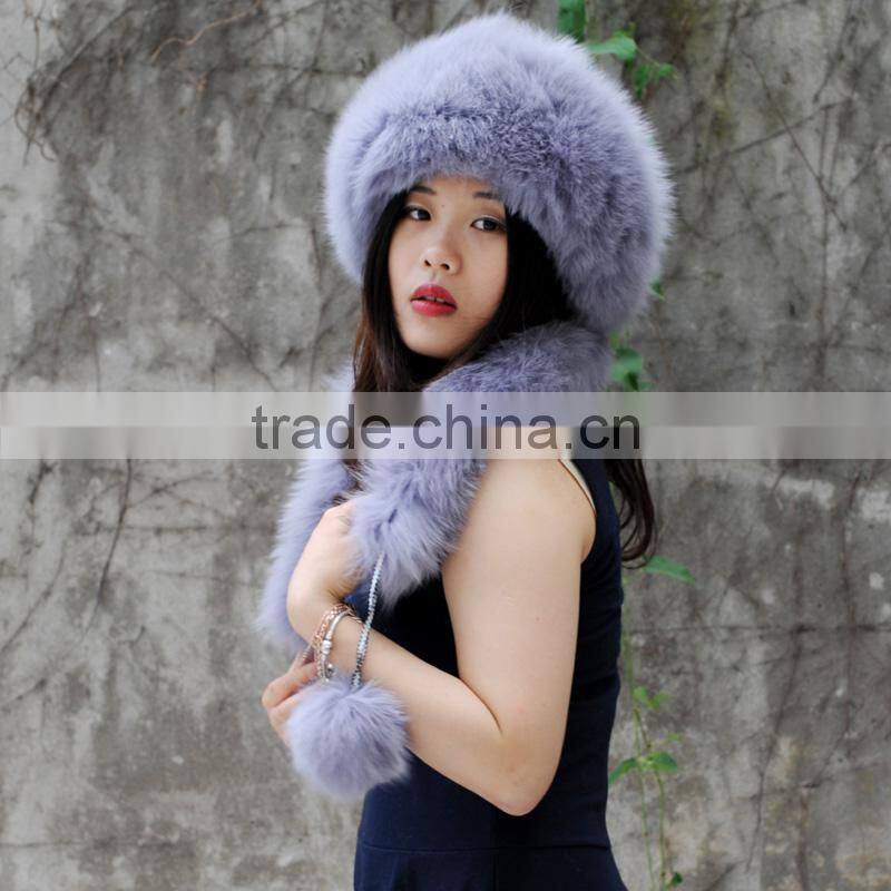 CX-C-175D Grey Fashionable Women Warm Genuine Fox Fur Women Hat