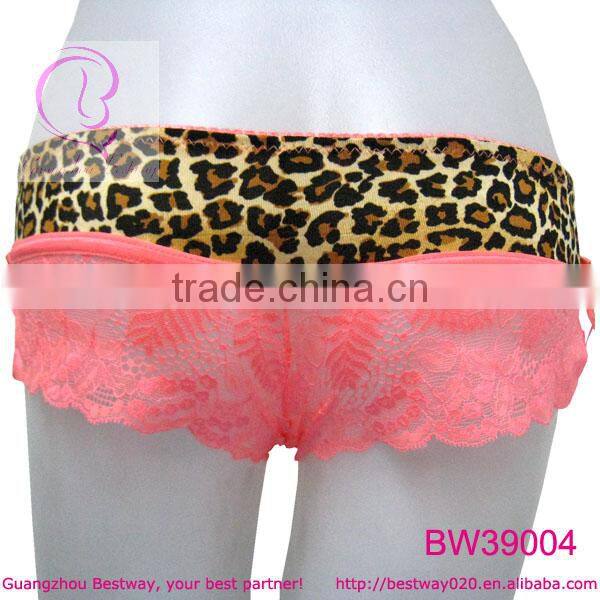 Ladies fashion cute leopard & lace short panties very sexy hot sale