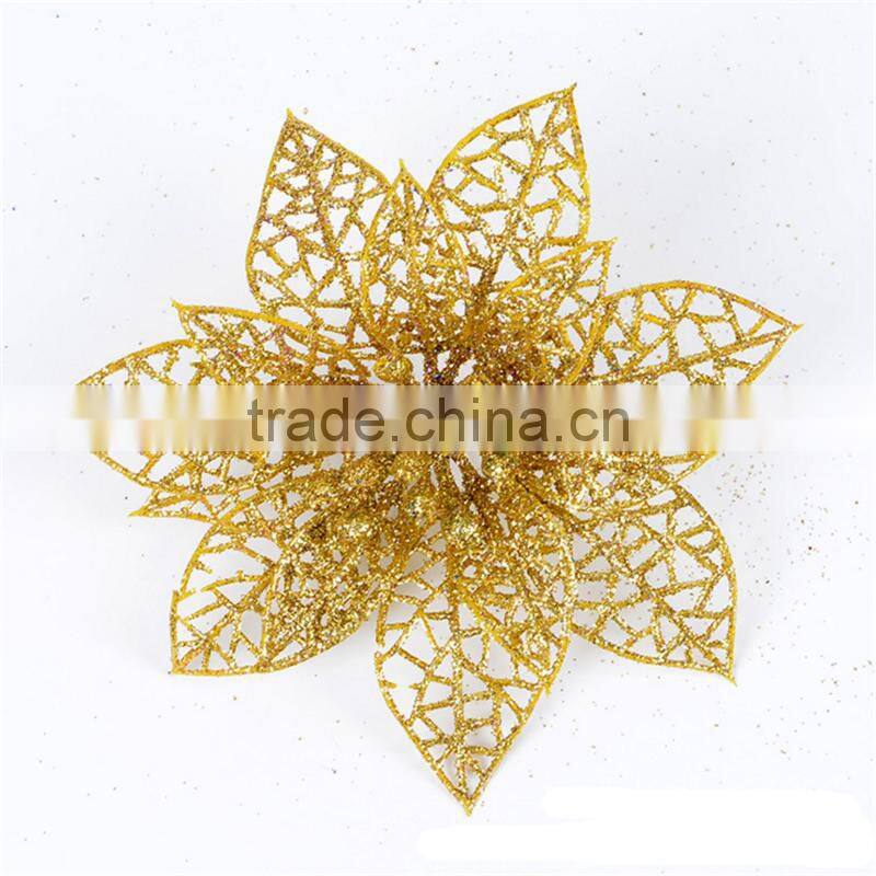 10cm artificial Christmas flowers, Christmas garlands rattan Christmas tree decorations