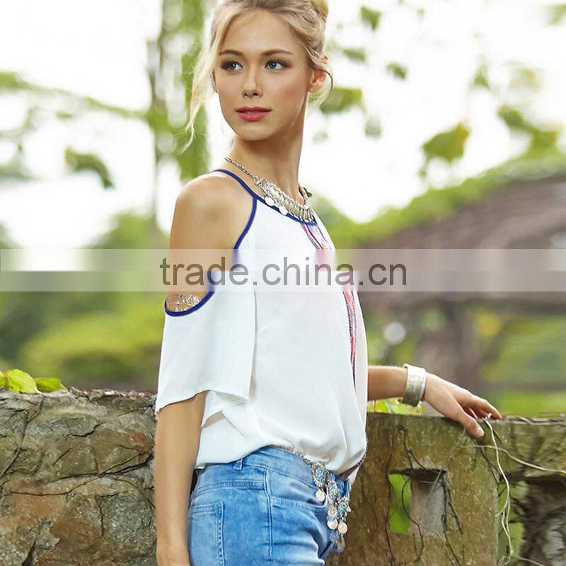 Maxnegio ladies chiffon tops many new model neck blouses off shoulder top women