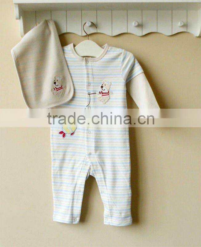 MOM AND BAB 100%cotton embroidery baby romper baby clothes set
