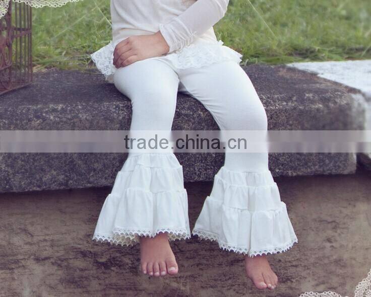 double ruffle baby girls cotton pants kids lace leggings plain ruffle pants