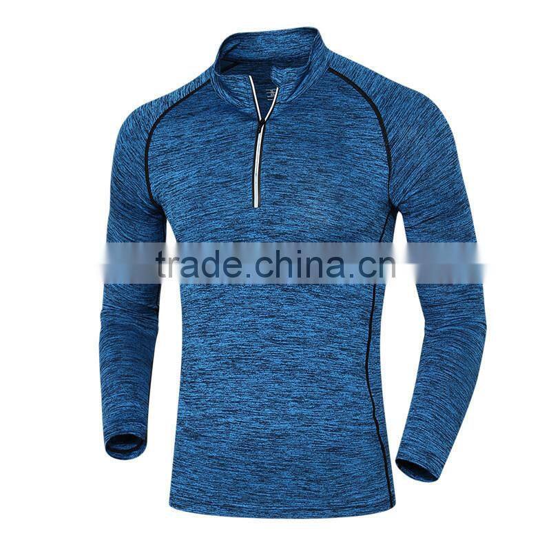 Hot Sale Half Zip Men Dry Fit Long Sleeve Polyester Spandex Shirt