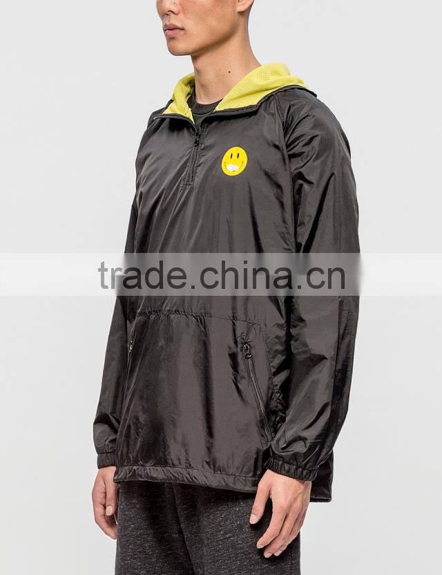 OEM service latest design men hoody balck windbreaker jacket
