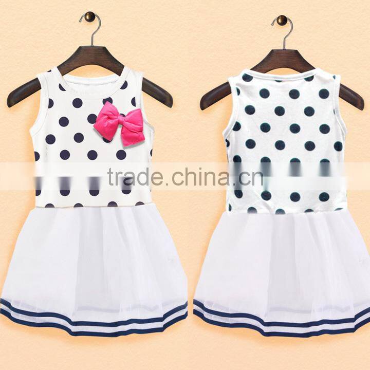 Latest designs children's girls summer Dot Bowknot Pattern princess tulle dress party Birthday Gift SV004111