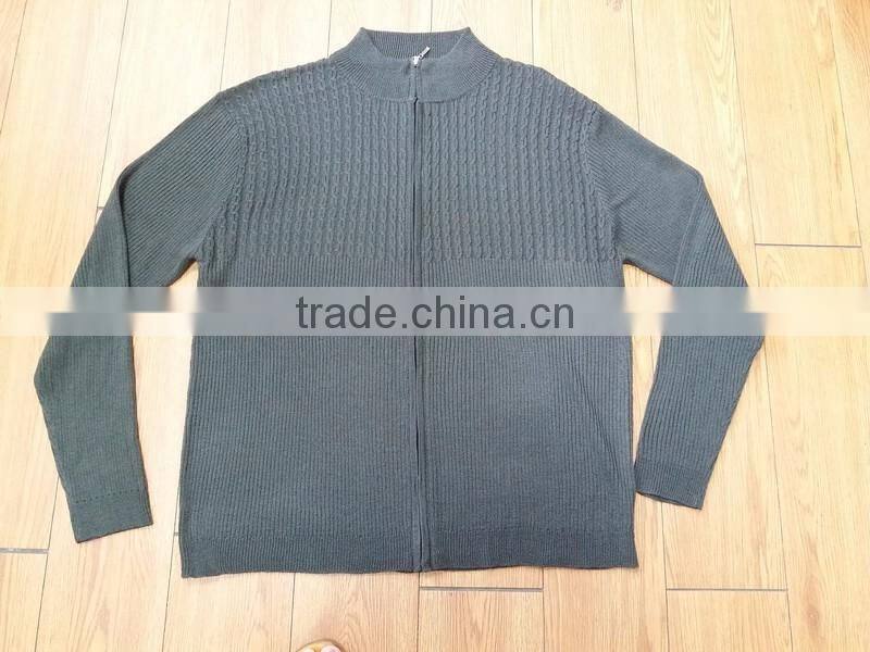 men melange yarn cardigan zipper up long sleeve sweater