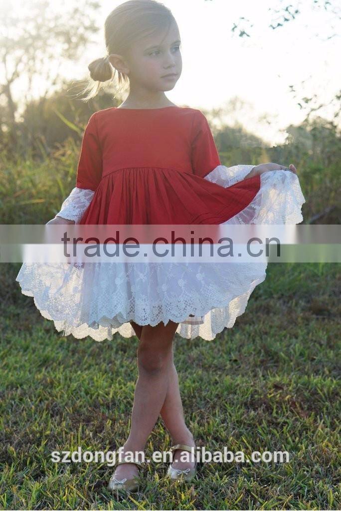the latest style wholesale girls boutique dresses red lace dress