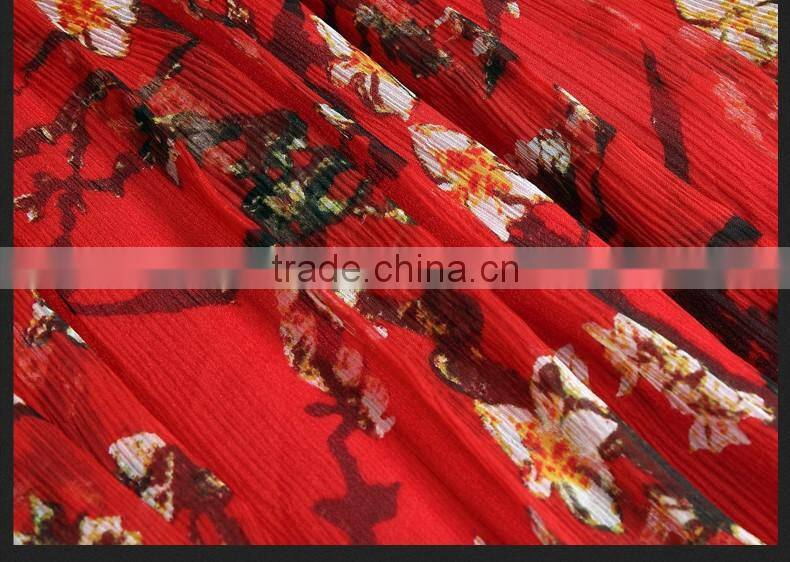 high quality real silk half sleeve round neck printed summer long dress latest dress designs