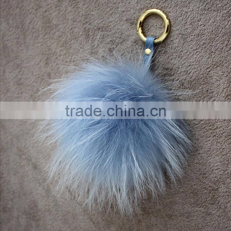 Myfur Hot Sell Raccoon Fur Pompom Keyring Fur Pom Pom Keychain
