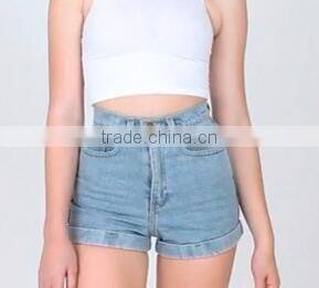 Runwaylover EY0628P 2017 Ladies High Waist Denim Shorts With Raw Hem