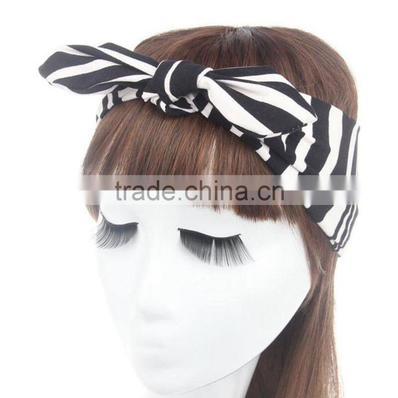 Fashion Zebra And Leopard Cotton Elastic Headband,Bow Knot Headband