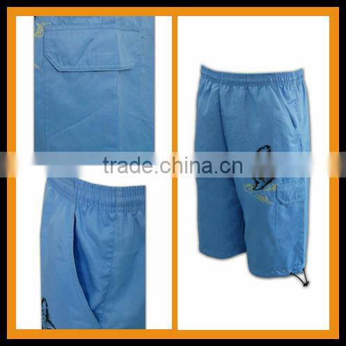 Elastic draw string bottom hem sky blue men cool