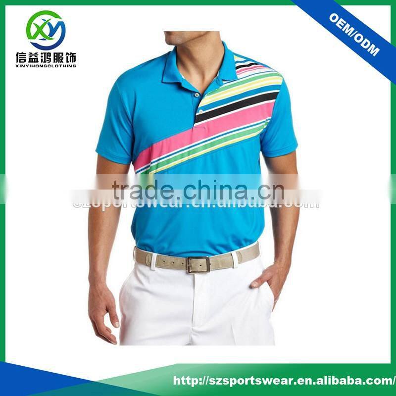 100% Polyester sublimation printing colourful design dry fit golf polo shirts